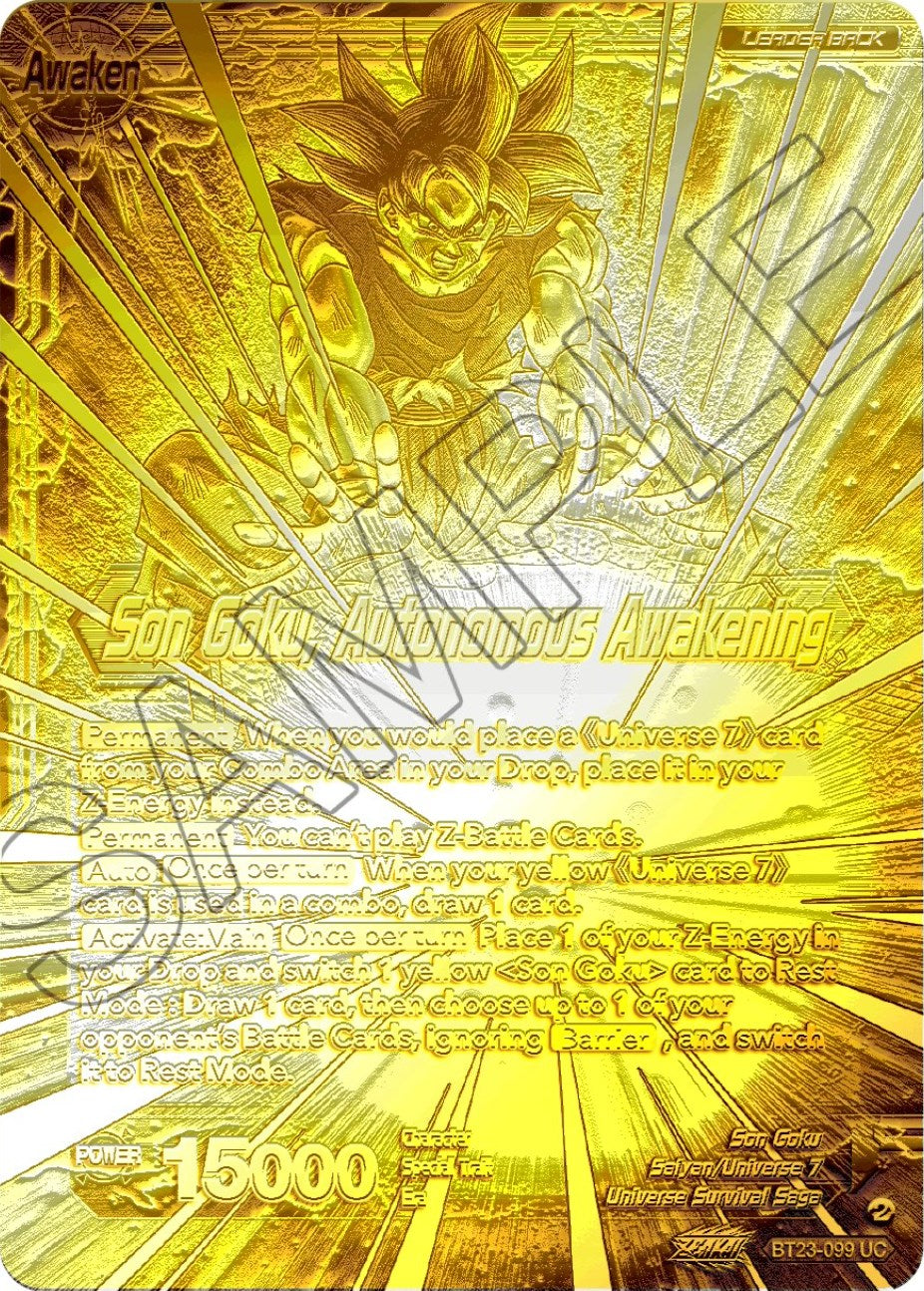 SSB Son Goku // Son Goku, Autonomous Awakening (2023 Championship Finals) (Gold Metal Foil) (BT23-099) [Tournament Promotion Cards] | Black Swamp Games