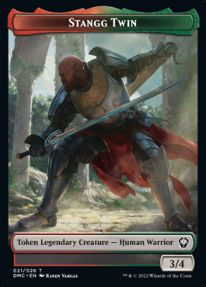 Soldier // Stangg Twin Double-Sided Token [Dominaria United Tokens] | Black Swamp Games