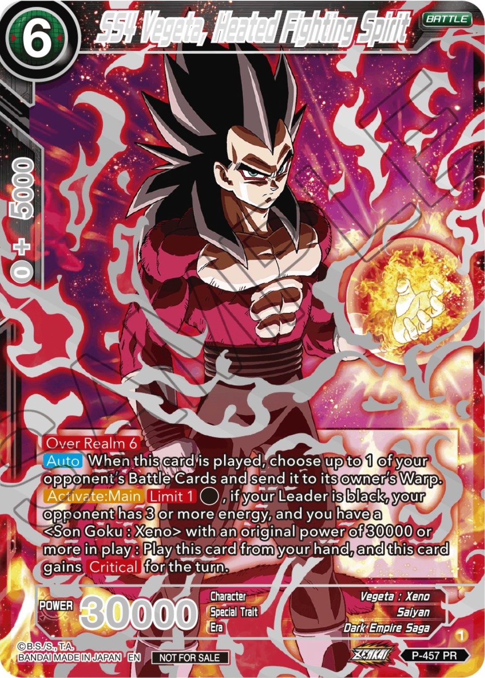 SS4 Vegeta, Heated Fighting Spirit (Championship 2023 Reward Alternate Art Card Set) (Holo) (P-457) [Tournament Promotion Cards] | Black Swamp Games