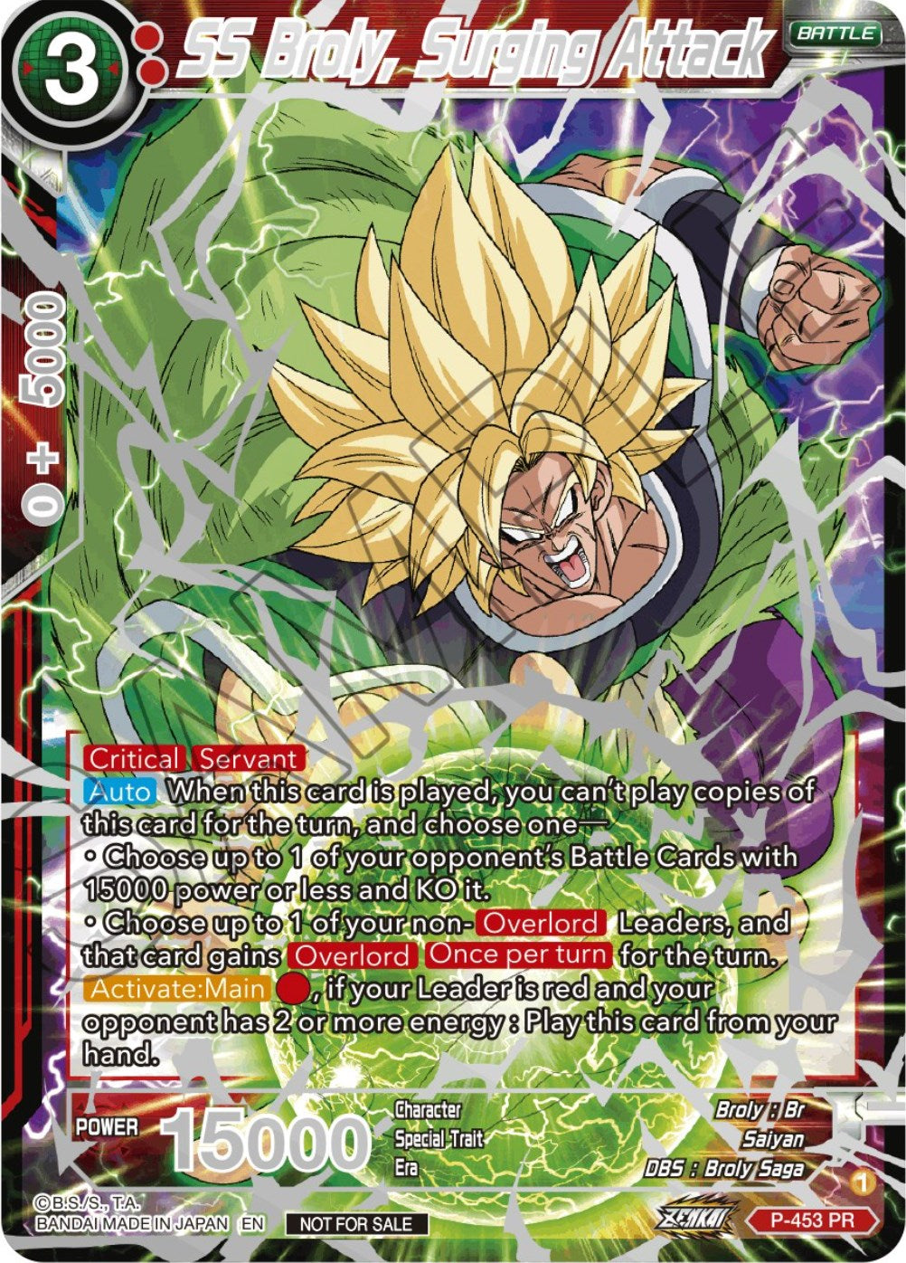 SS Broly, Surging Attack (Championship 2023 Reward Alternate Art Card Set) (Holo) (P-453) [Tournament Promotion Cards] | Black Swamp Games