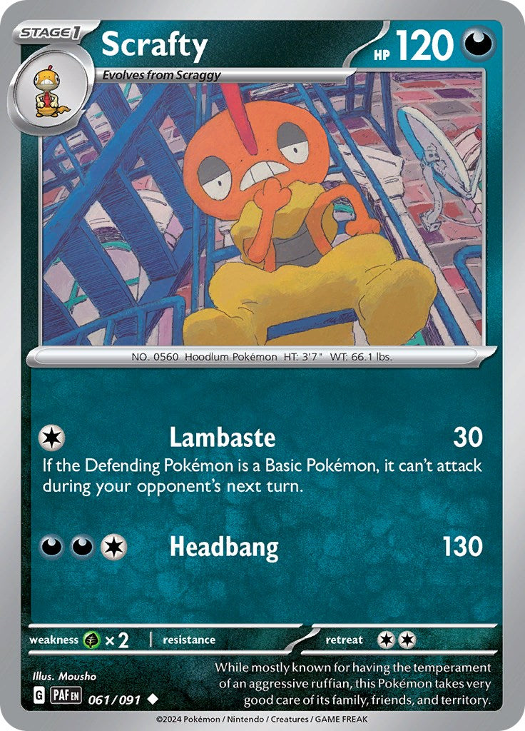 Scrafty (061/091) [Scarlet & Violet: Paldean Fates] | Black Swamp Games