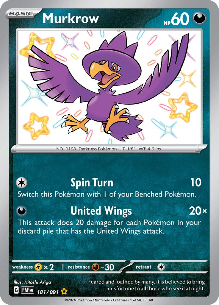 Murkrow (181/091) [Scarlet & Violet: Paldean Fates] | Black Swamp Games