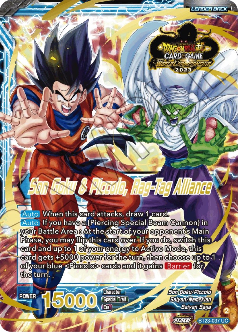 Son Goku // Son Goku & Piccolo, Rag-Tag Alliance (2023 Worlds ZENKAI 06 Leader Set) (BT23-037) [Tournament Promotion Cards] | Black Swamp Games