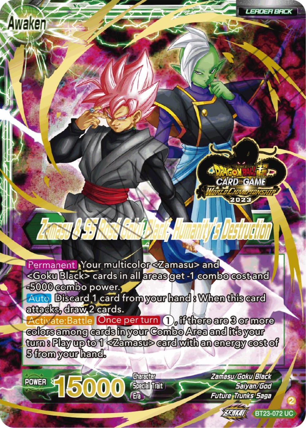 Zamasu & Goku Black // Zamasu & SS Rose Goku Black, Humanity's Destruction (2023 Worlds ZENKAI 06 Leader Set) (BT23-072) [Tournament Promotion Cards] | Black Swamp Games