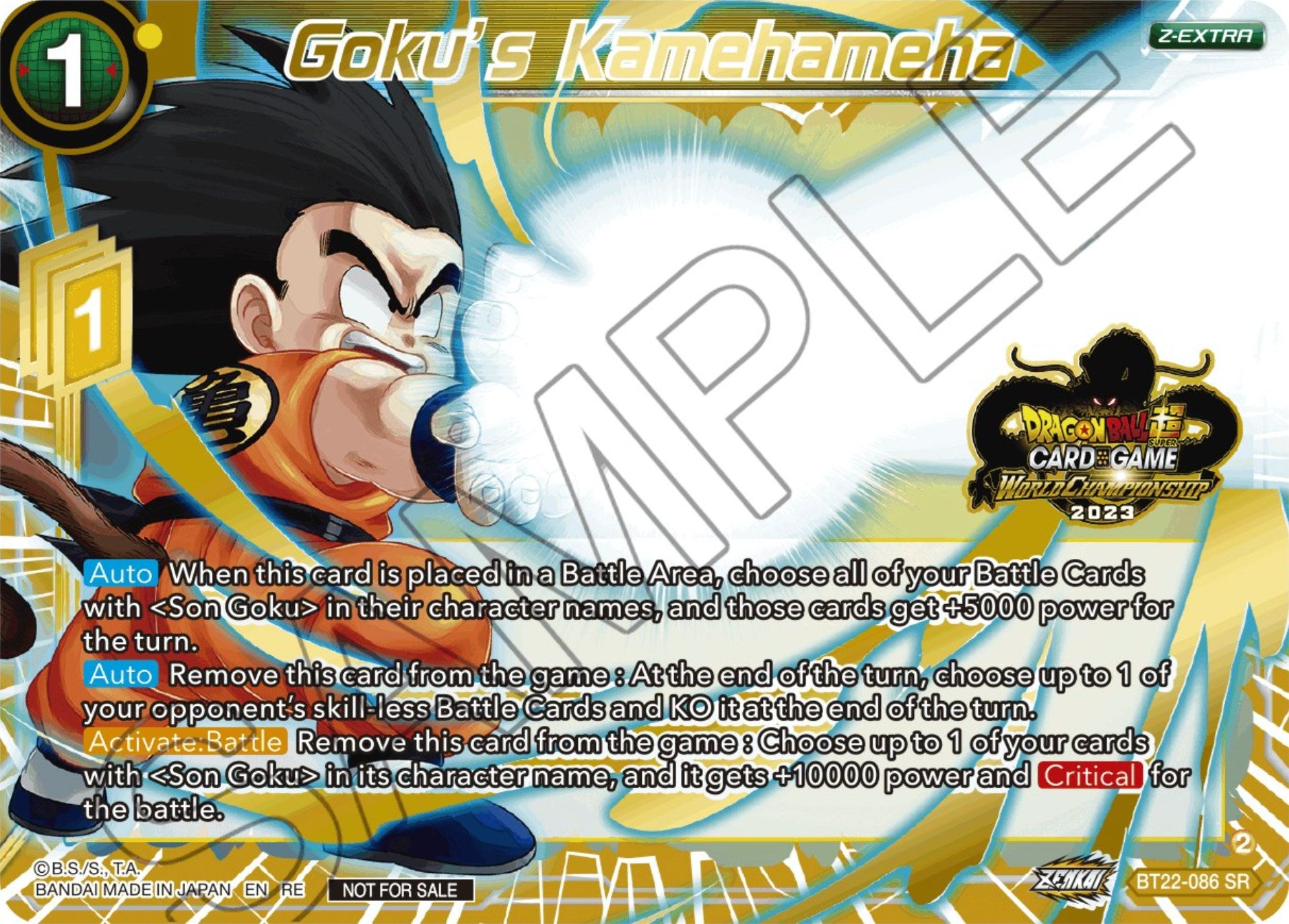 Goku's Kamehameha (2023 World Championship Z-Extra Card Set) (BT22-086) [Tournament Promotion Cards] | Black Swamp Games