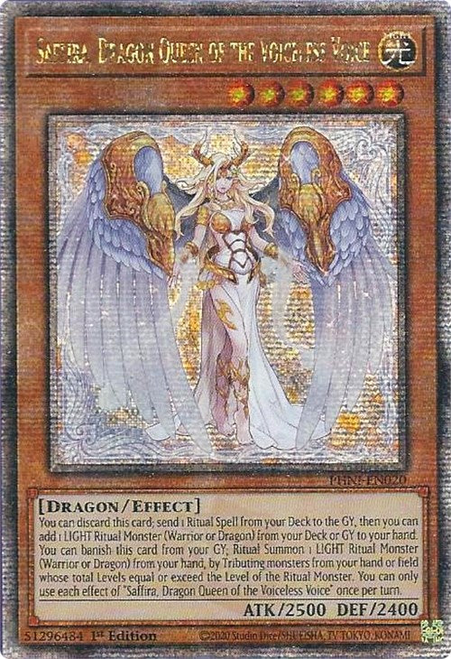 Saffira, Dragon Queen of the Voiceless Voice [PHNI-EN020] Quarter Century Secret Rare | Black Swamp Games