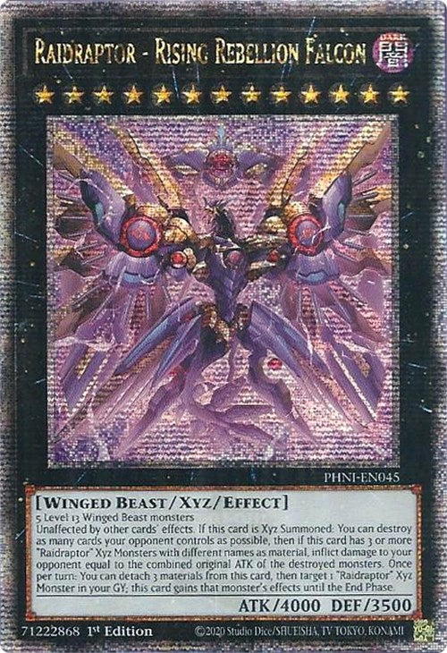 Raidraptor - Rising Rebellion Falcon [PHNI-EN045] Quarter Century Secret Rare | Black Swamp Games