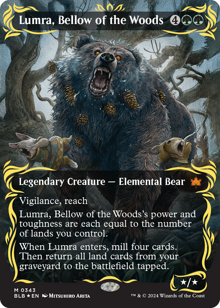 Lumra, Bellow of the Woods (Borderless) (Raised Foil) [Bloomburrow] | Black Swamp Games