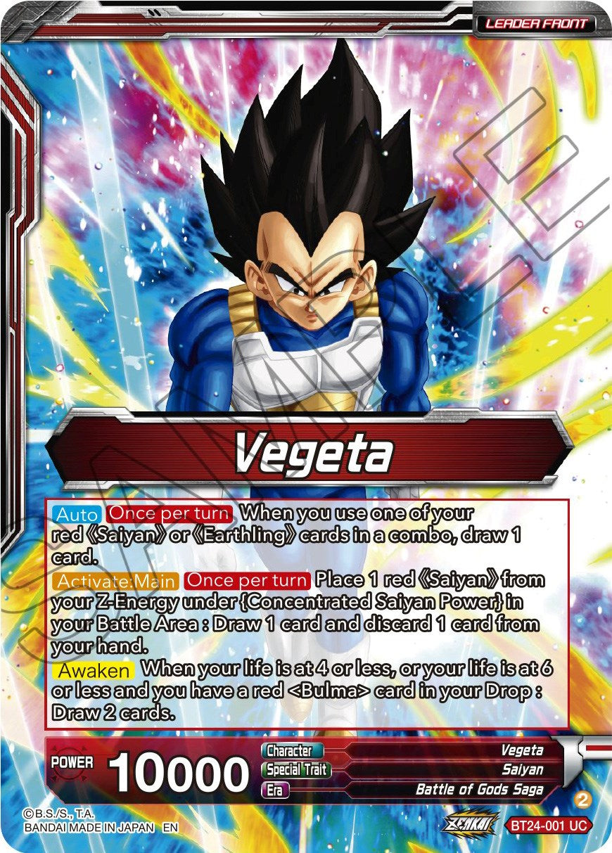 Vegeta // Vegeta, Awakened Feelings (BT24-001) [Beyond Generations] | Black Swamp Games