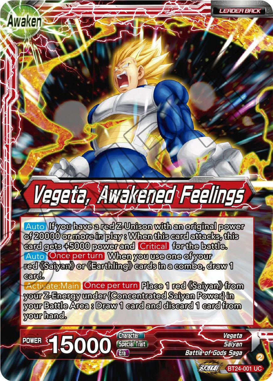 Vegeta // Vegeta, Awakened Feelings (BT24-001) [Beyond Generations] | Black Swamp Games