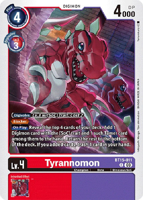 Tyrannomon [BT15-011] [Exceed Apocalypse] | Black Swamp Games