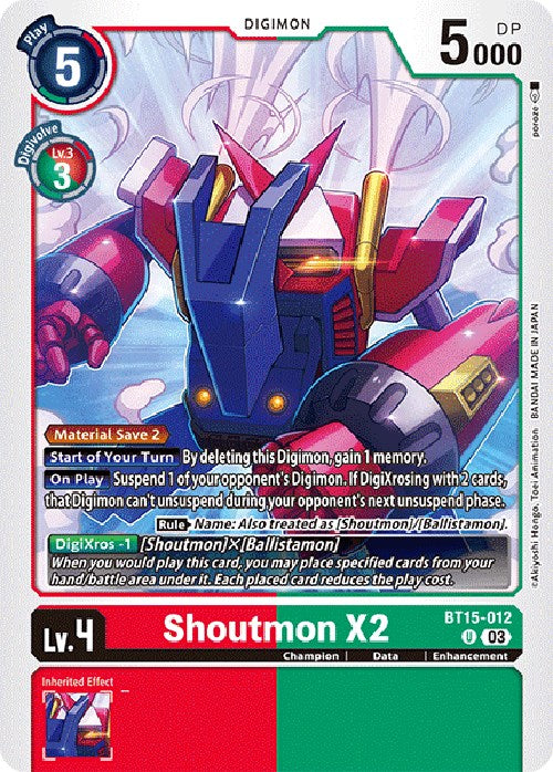 Shoutmon X2 [BT15-012] [Exceed Apocalypse] | Black Swamp Games