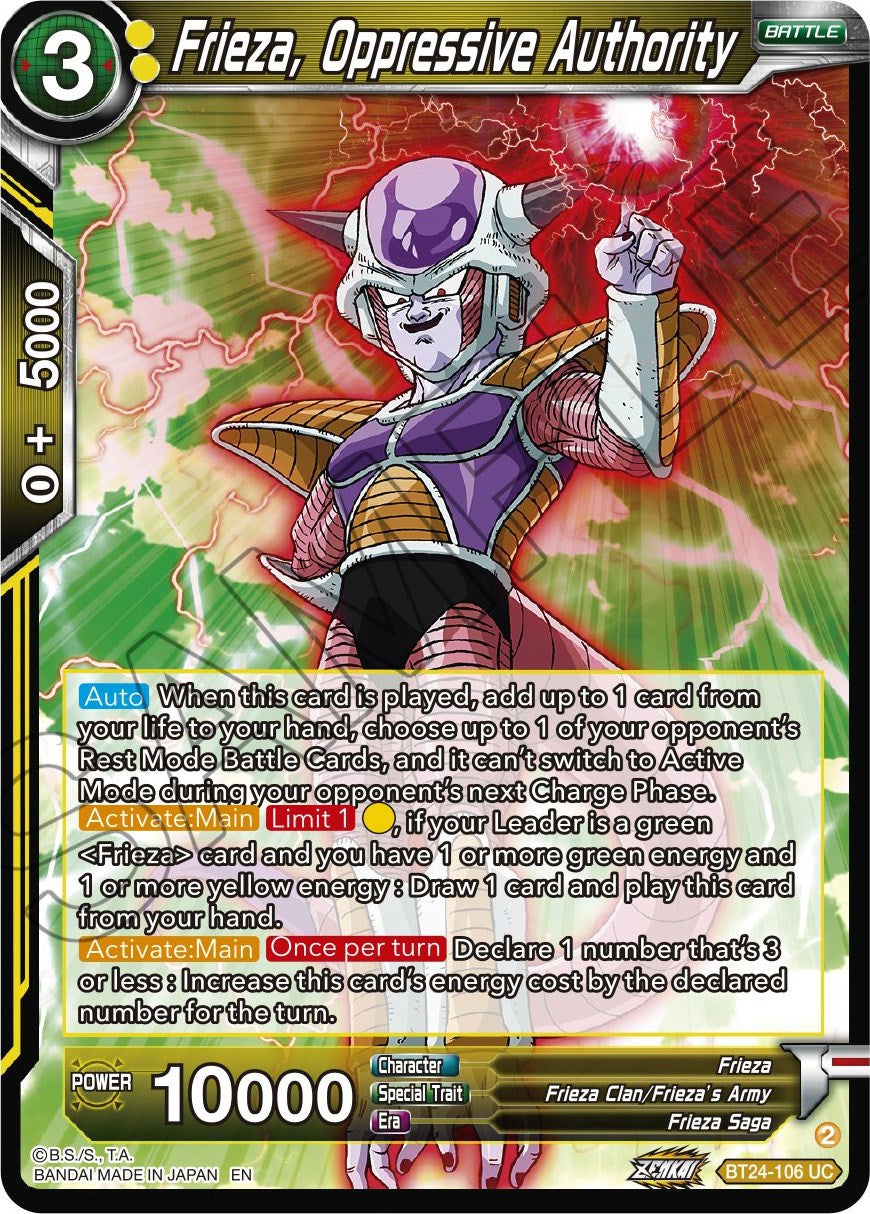 Frieza, Oppressive Authority (BT24-106) [Beyond Generations] | Black Swamp Games