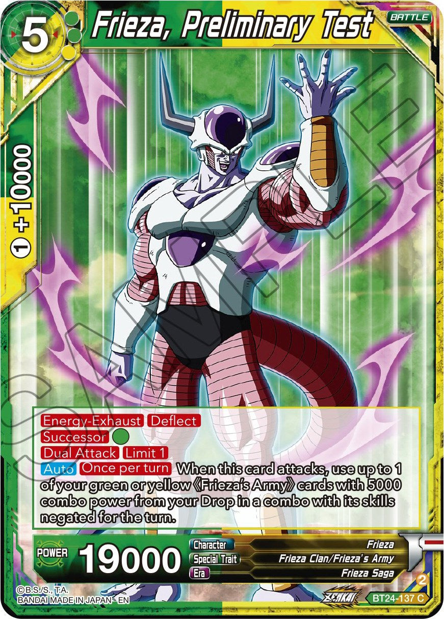 Frieza, Preliminary Test (BT24-137) [Beyond Generations] | Black Swamp Games