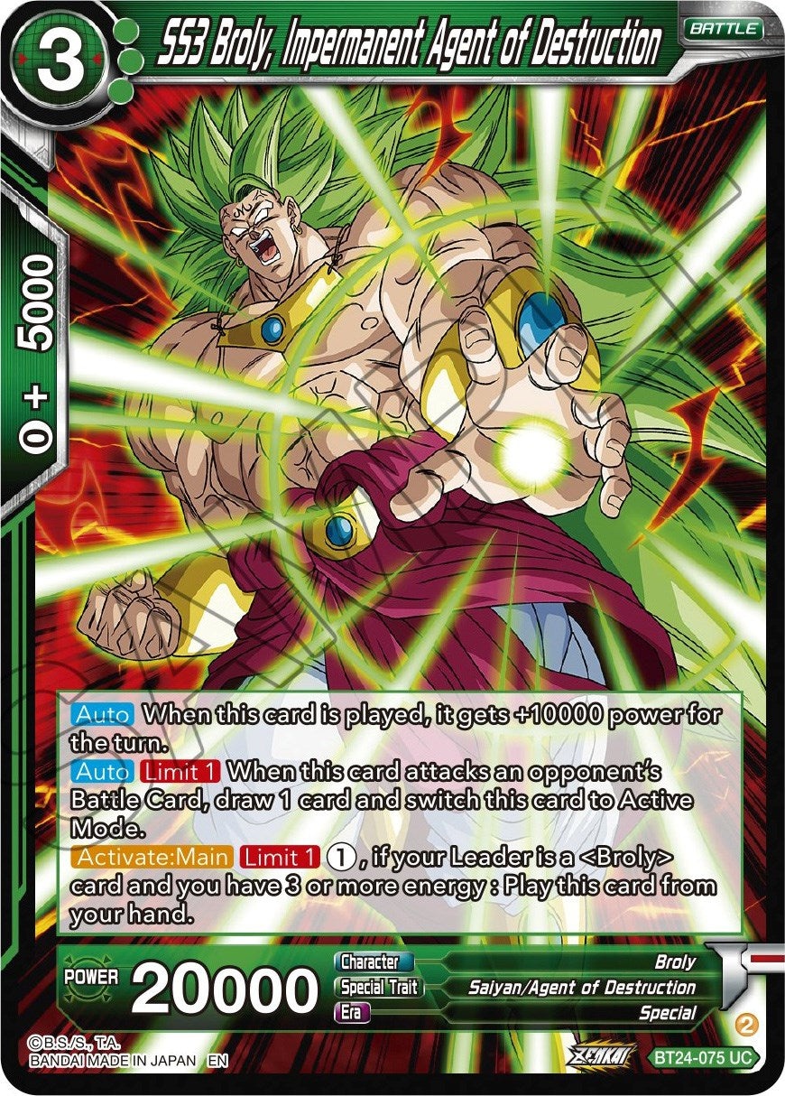 SS3 Broly, Impermanent Agent of Destruction (BT24-075) [Beyond Generations] | Black Swamp Games