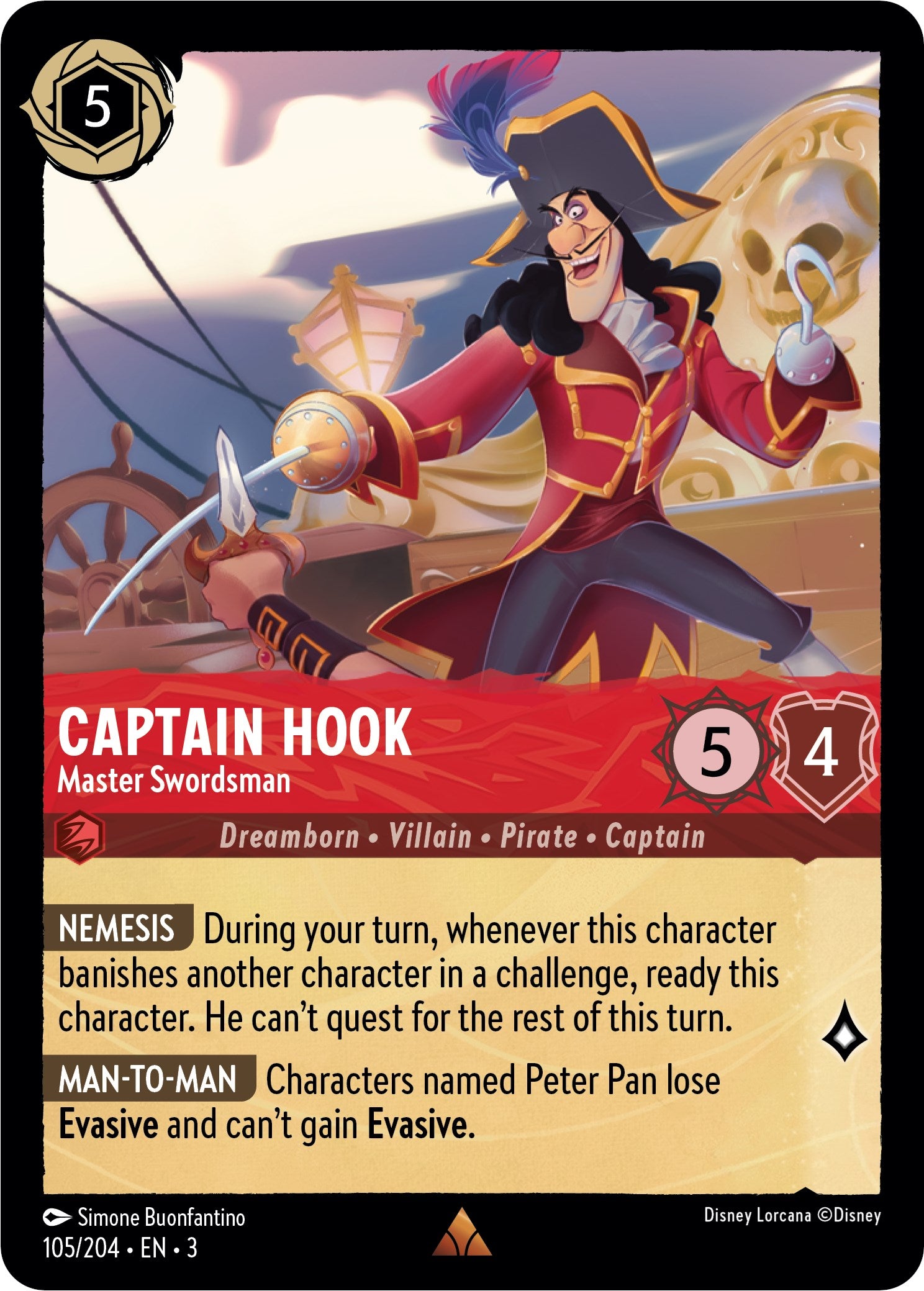 Captain Hook - Master Swordsman (105/204) [Into the Inklands] | Black Swamp Games