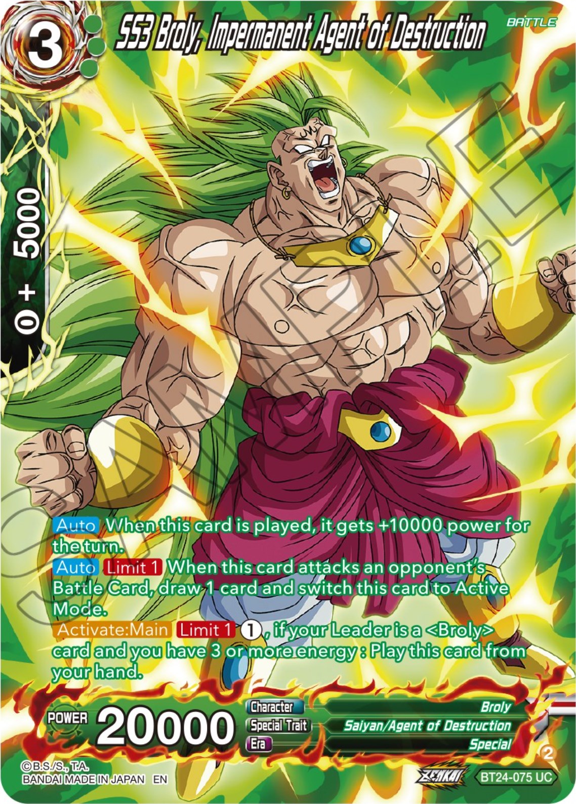 SS3 Broly, Impermanent Agent of Destruction (Collector Booster) (BT24-075) [Beyond Generations] | Black Swamp Games