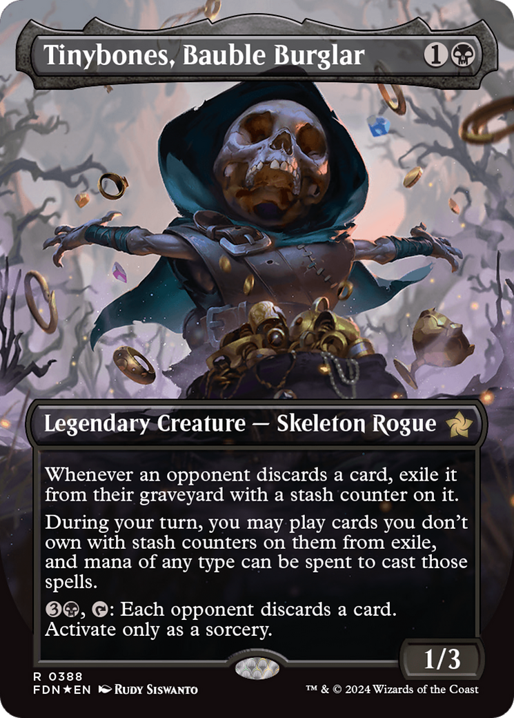 Tinybones, Bauble Burglar (Borderless) (Mana Foil) [Foundations] | Black Swamp Games