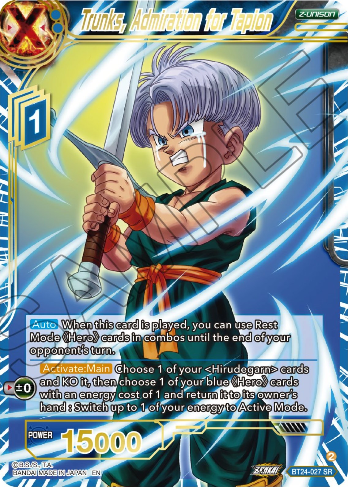 Trunks, Admiration of Tapion (BT24-027) [Beyond Generations] | Black Swamp Games