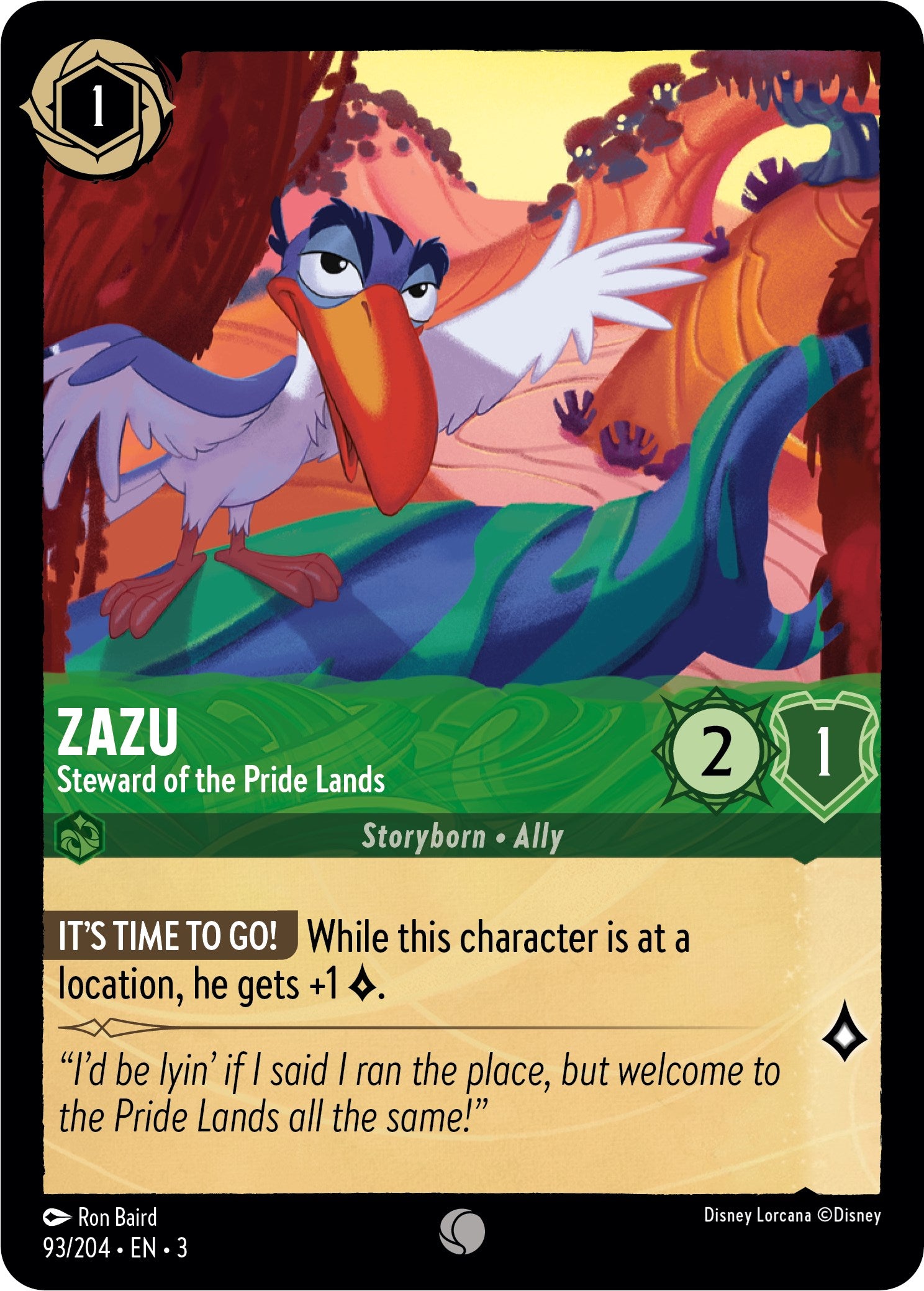 Zazu - Steward of the Pride Lands (93//204) [Into the Inklands] | Black Swamp Games