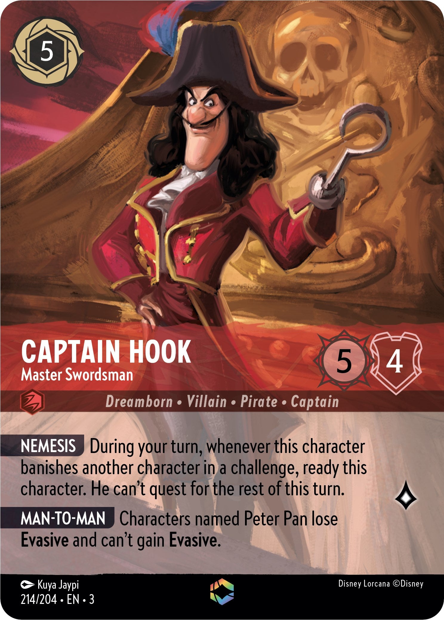 Captain Hook - Master Swordsman (Enchanted) (214/204) [Into the Inklands] | Black Swamp Games