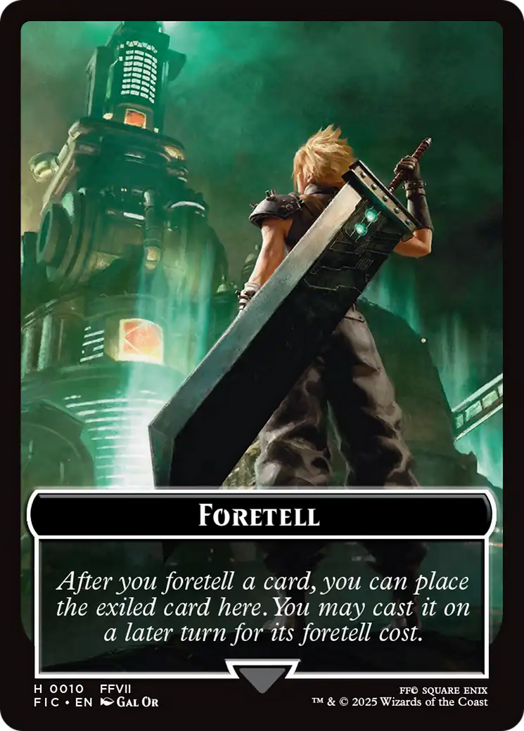 Foretell // Treasure Double-Sided Token (Surge Foil) [FINAL FANTASY Commander Tokens] | Black Swamp Games