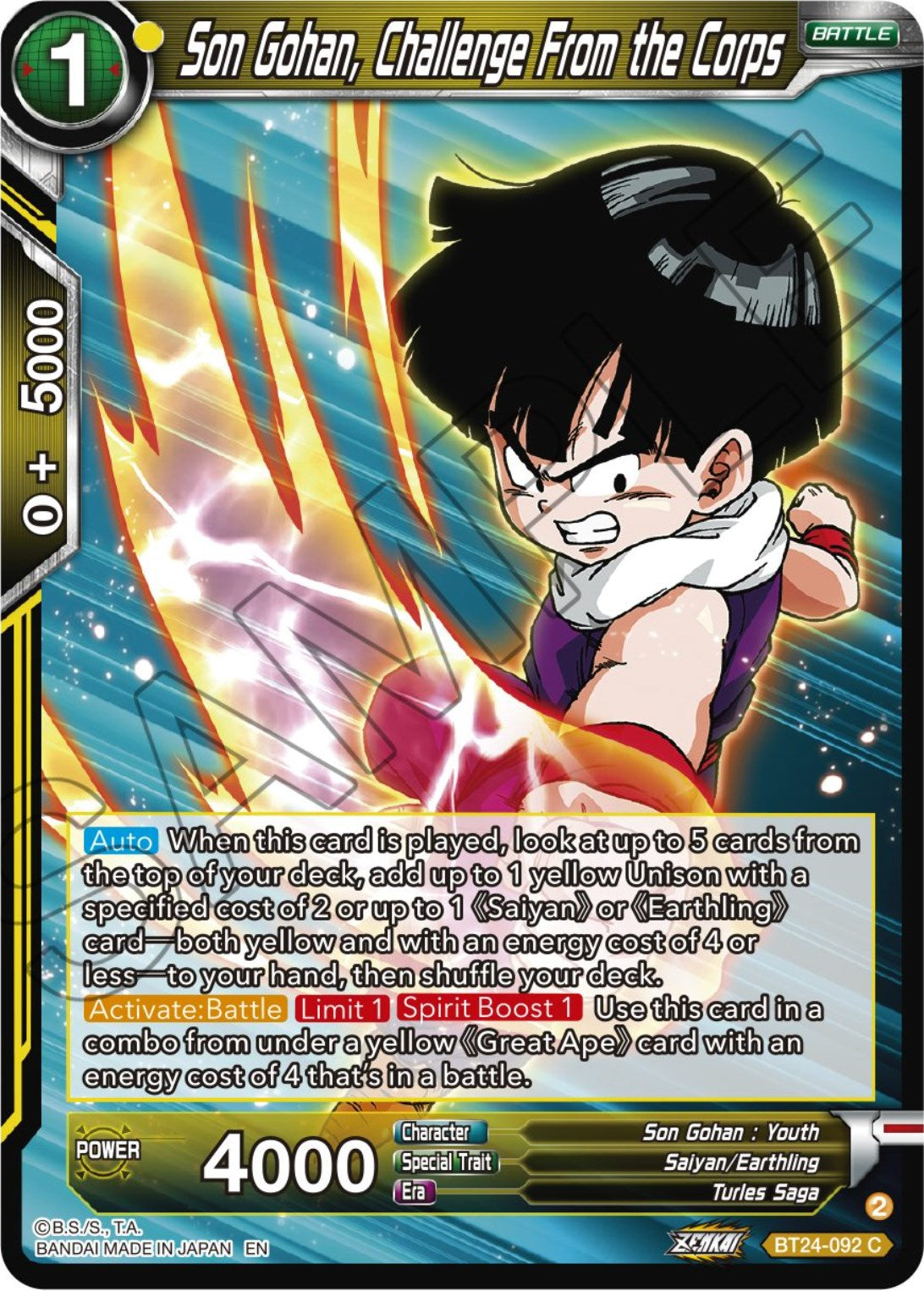 Son Gohan, Challenge From the Corps (BT24-092) [Beyond Generations] | Black Swamp Games