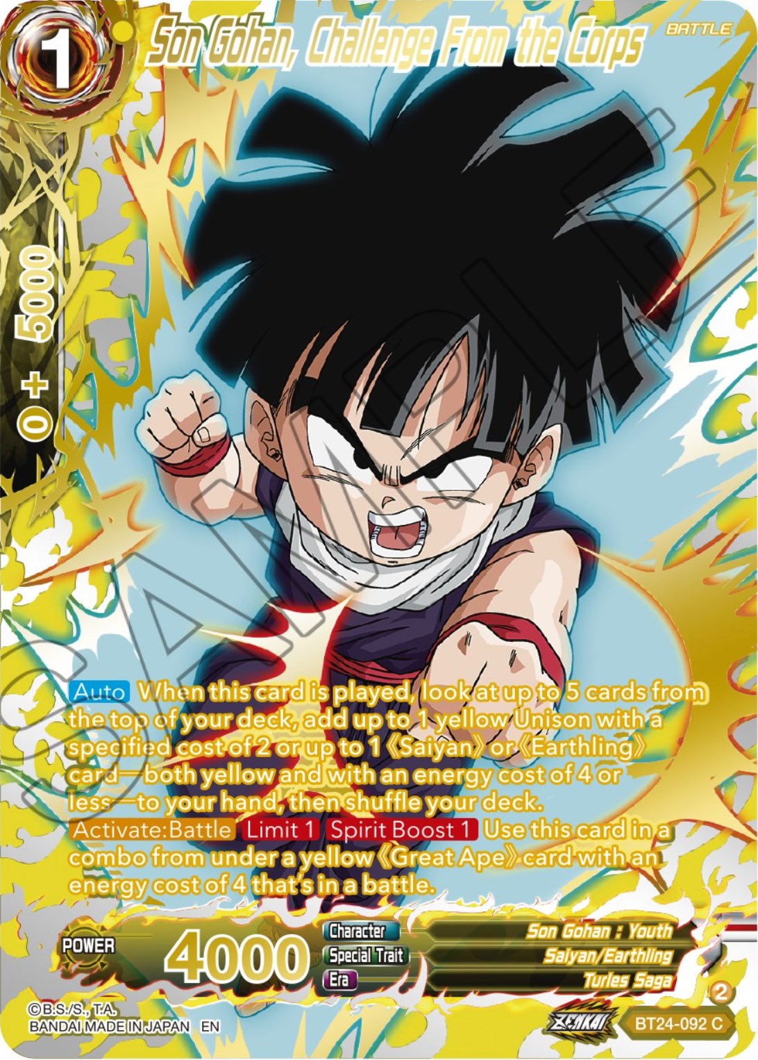 Son Gohan, Challenge From the Corps (Collector Booster) (BT24-092) [Beyond Generations] | Black Swamp Games