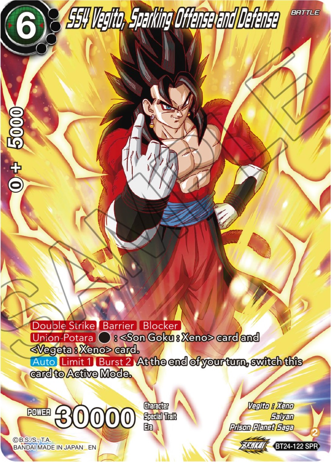 SS4 Vegito, Sparking Offense and Defense (SPR) (BT24-122) [Beyond Generations] | Black Swamp Games