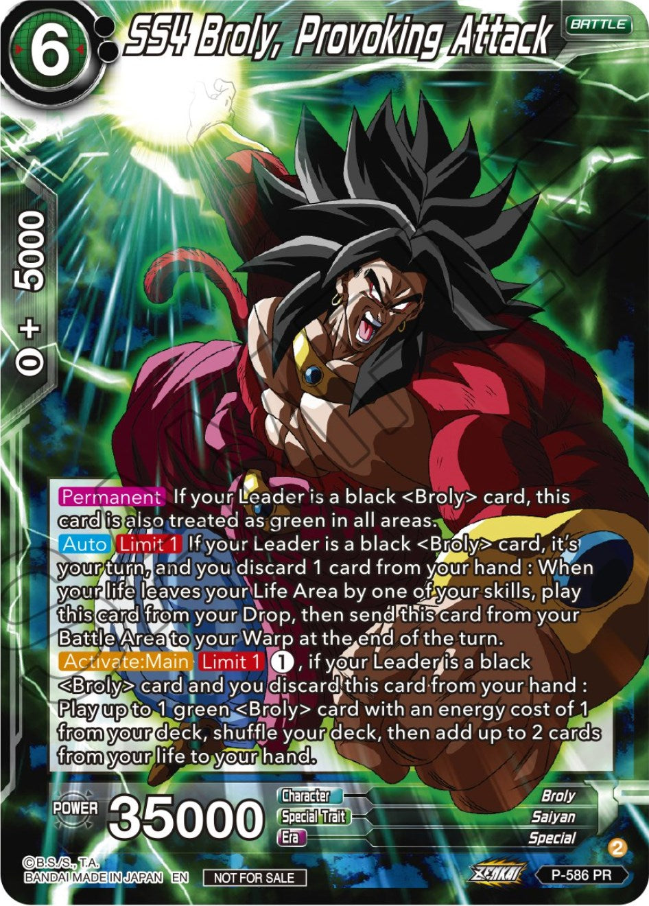 SS4 Broly, Provoking Attack (Zenkai Series Tournament Pack Vol.7) (P-586) [Tournament Promotion Cards] | Black Swamp Games