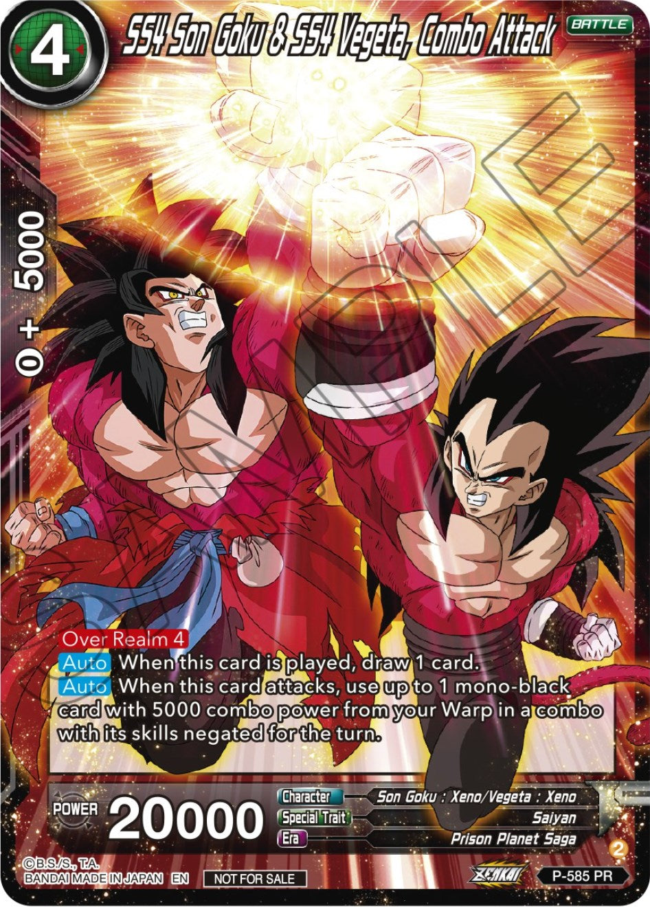 SS4 Son Goku & SS4 Vegeta, Combo Attack (Zenkai Series Tournament Pack Vol.7) (P-585) [Tournament Promotion Cards] | Black Swamp Games