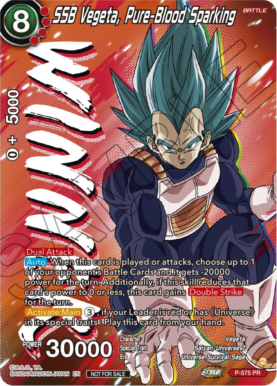 SSB Vegeta, Pure-Blood Sparking (Zenkai Series Tournament Pack Vol.7) (Winner) (P-575) [Tournament Promotion Cards] | Black Swamp Games