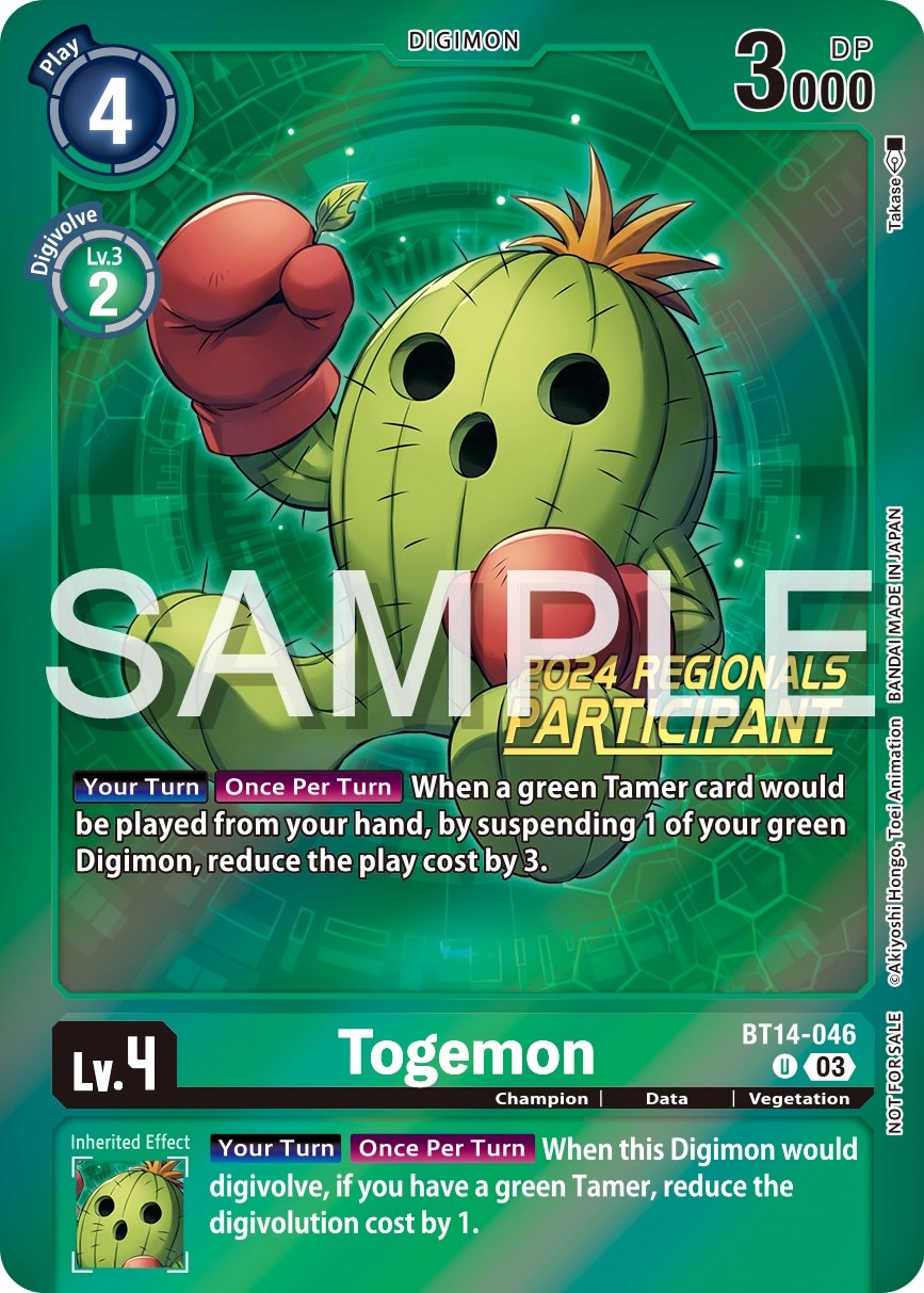 Togemon [BT14-046] (2024 Regionals Participant) [Blast Ace Promos] | Black Swamp Games