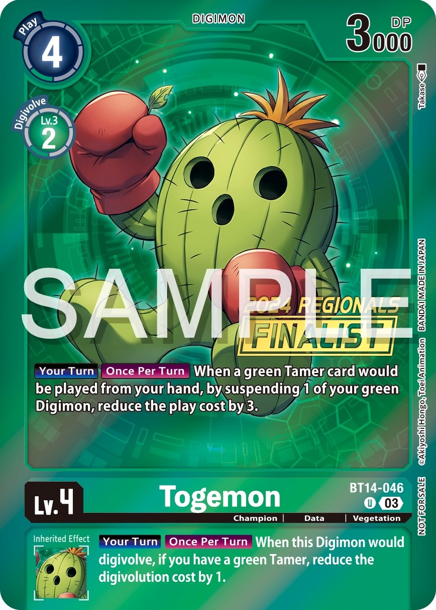 Togemon [BT14-046] (2024 Regionals Finalist) [Blast Ace Promos] | Black Swamp Games