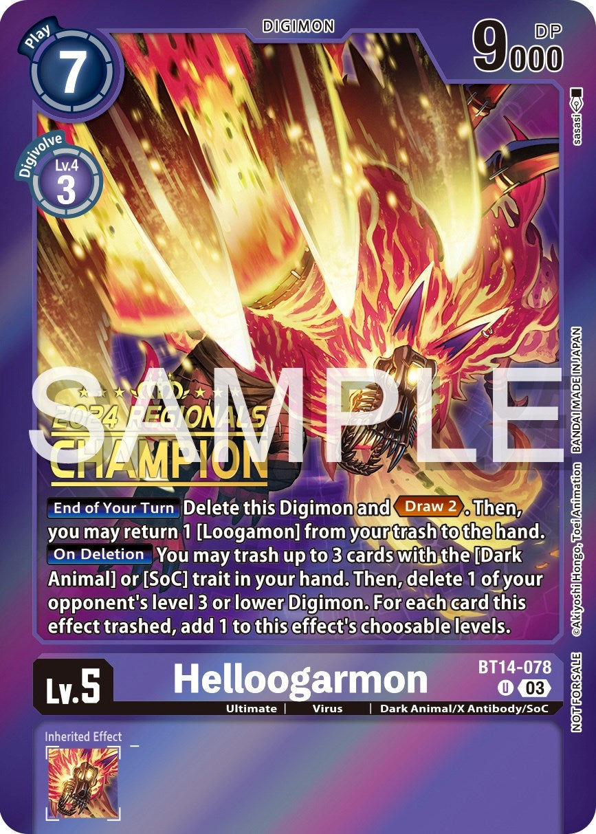Helloogarmon [BT14-078] (2024 Regionals Champion) [Blast Ace Promos] | Black Swamp Games