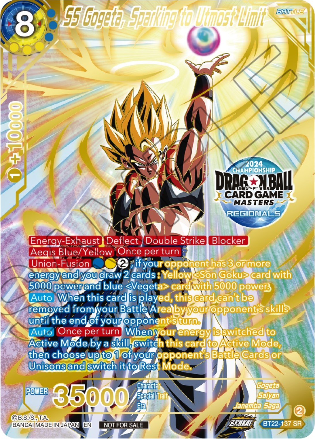 SS Gogeta, Sparking to Utmost Limit (2024 Championship Regionals Top 16) (BT22-137) [Tournament Promotion Cards] | Black Swamp Games