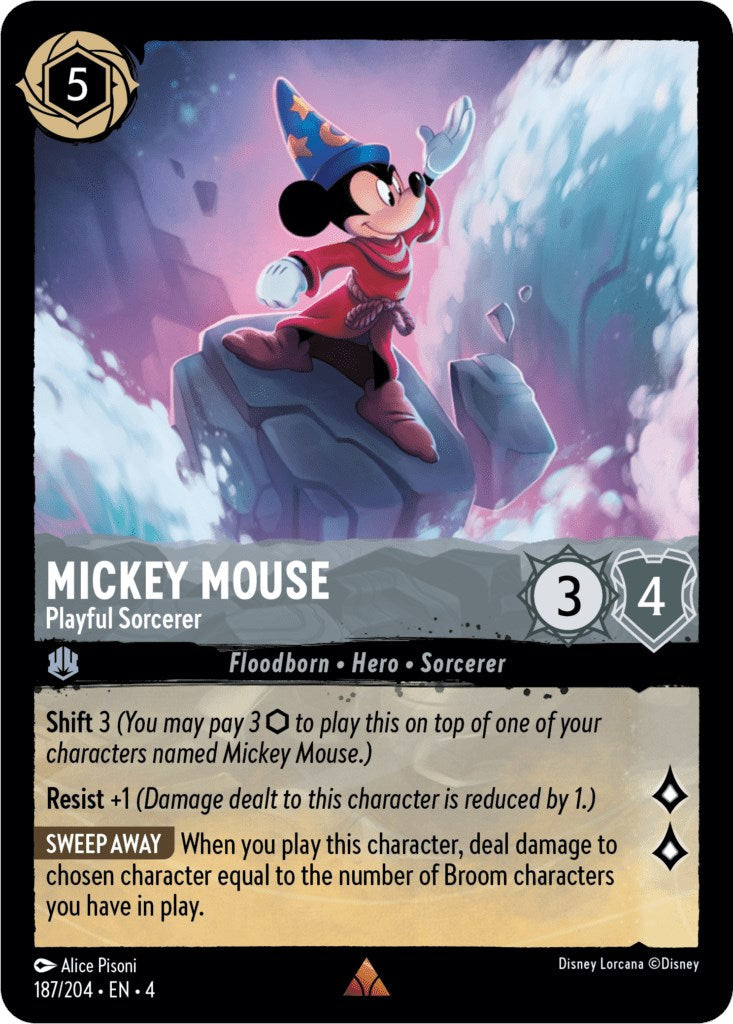 Mickey Mouse - Playful Sorcerer (187/204) (187/204) [Ursula's Return] | Black Swamp Games