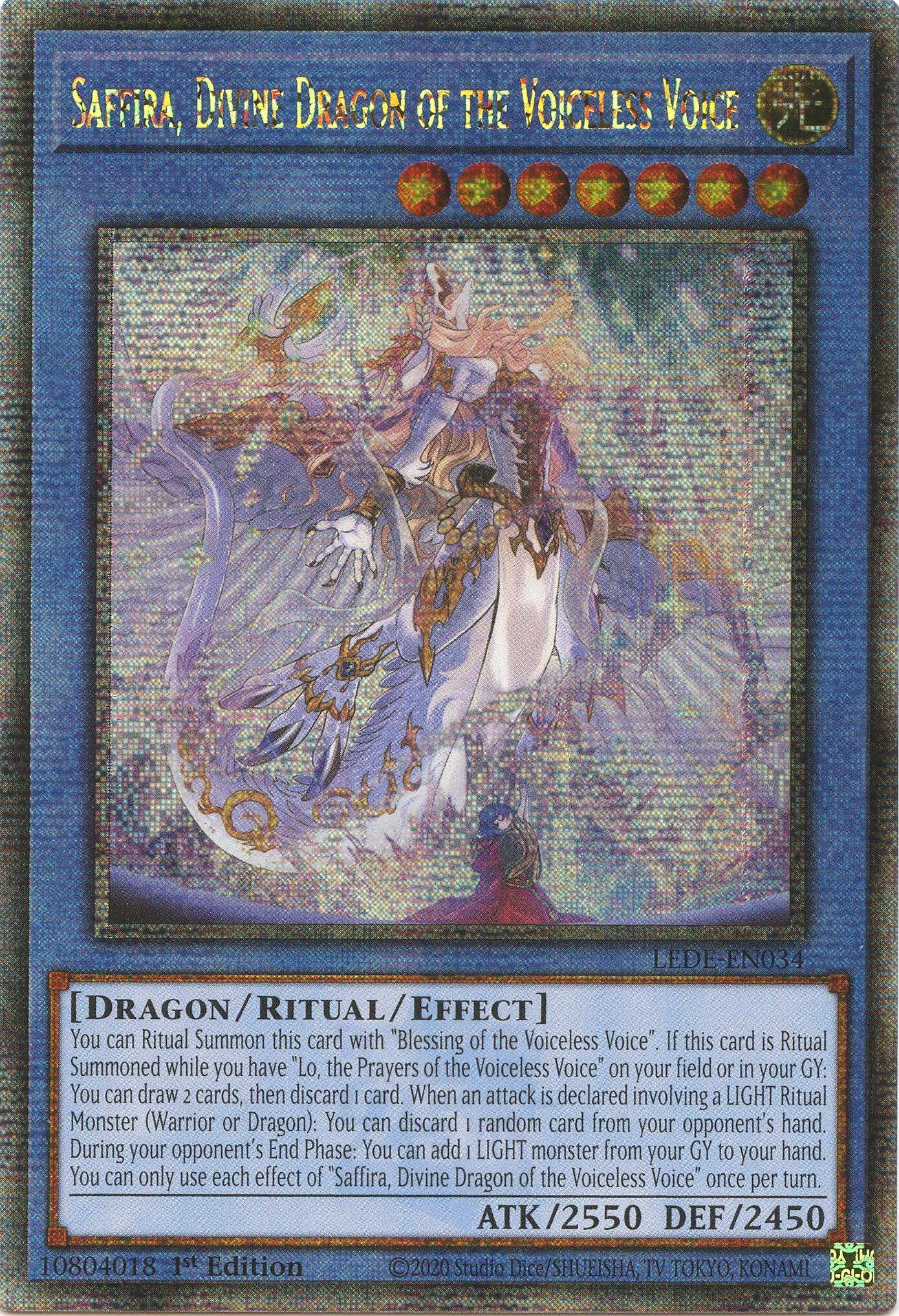 Saffira, Divine Dragon of the Voiceless Voice (Quarter Century Secret Rare) [LEDE-EN034] Quarter Century Secret Rare | Black Swamp Games