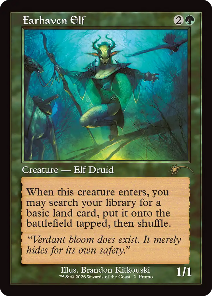 Farhaven Elf (Retro Frame) [Wizards Play Network 2026] | Black Swamp Games
