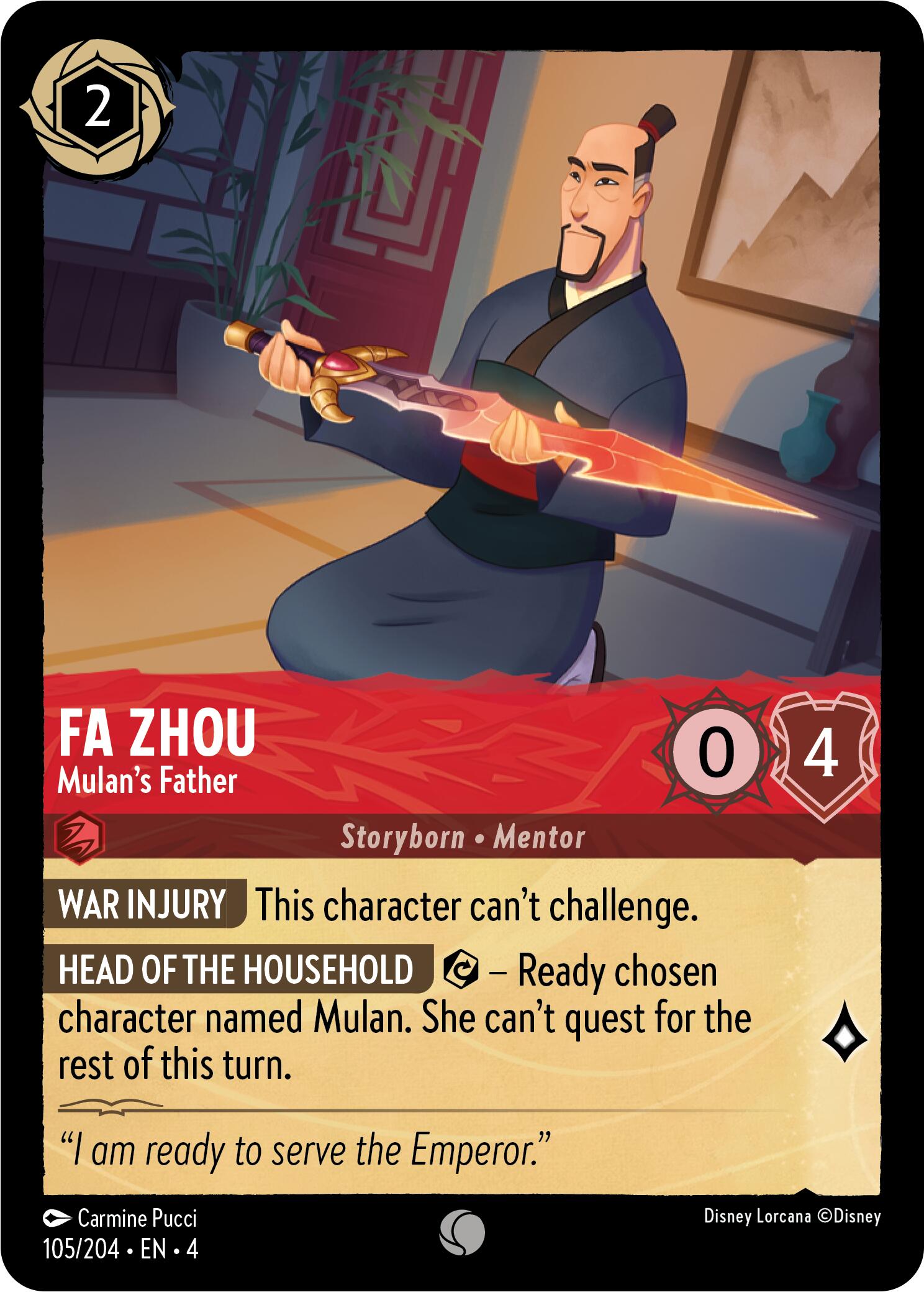 Fa Zhou - Mulan's Father (105/204) [Ursula's Return] | Black Swamp Games