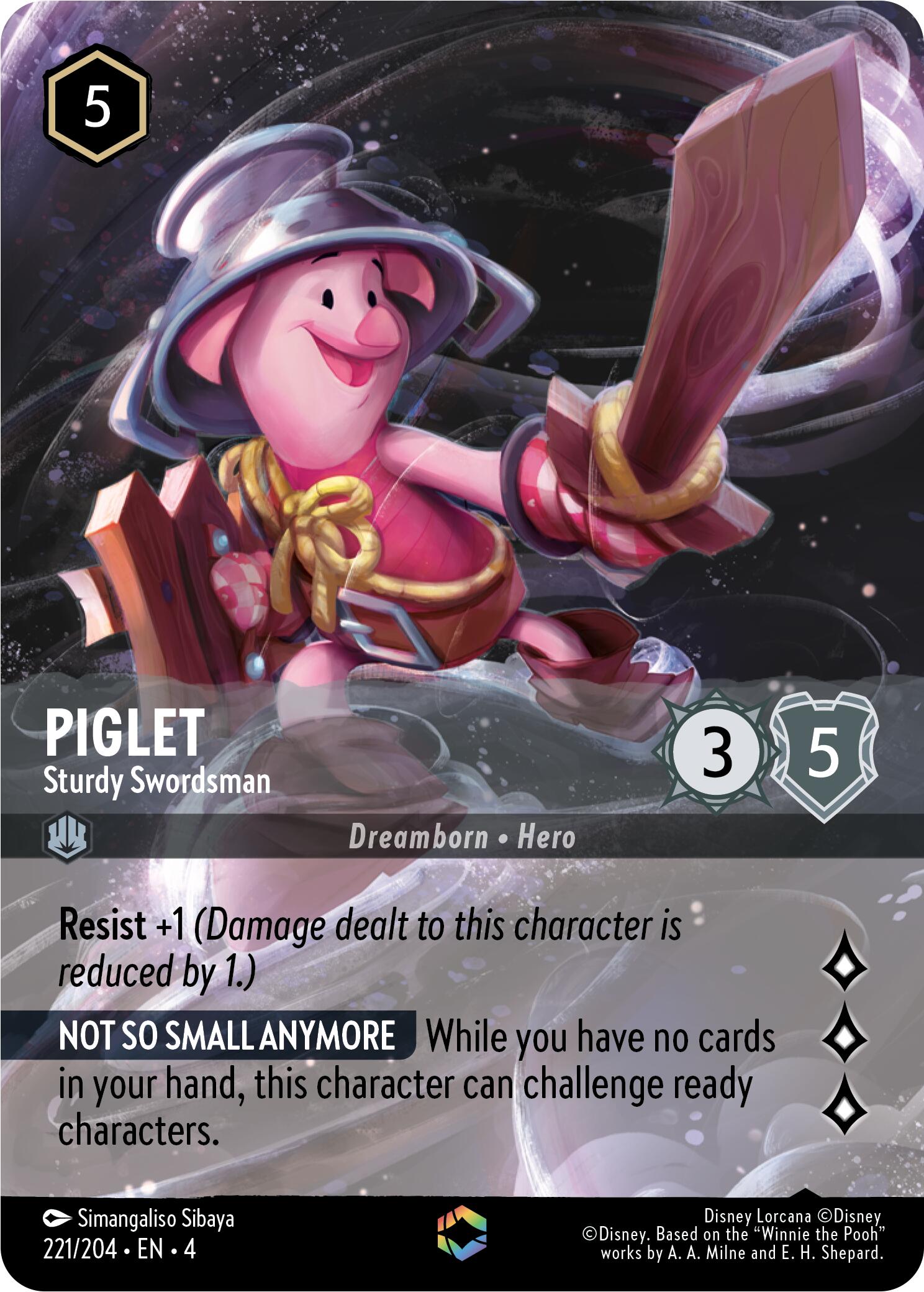Piglet - Sturdy Swordsman (Enchanted) (221/204) [Ursula's Return] | Black Swamp Games