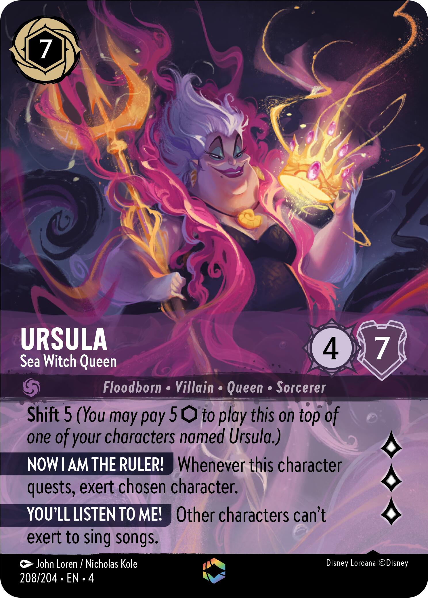 Ursula - Sea Witch Queen (Enchanted) (208/204) [Ursula's Return] | Black Swamp Games