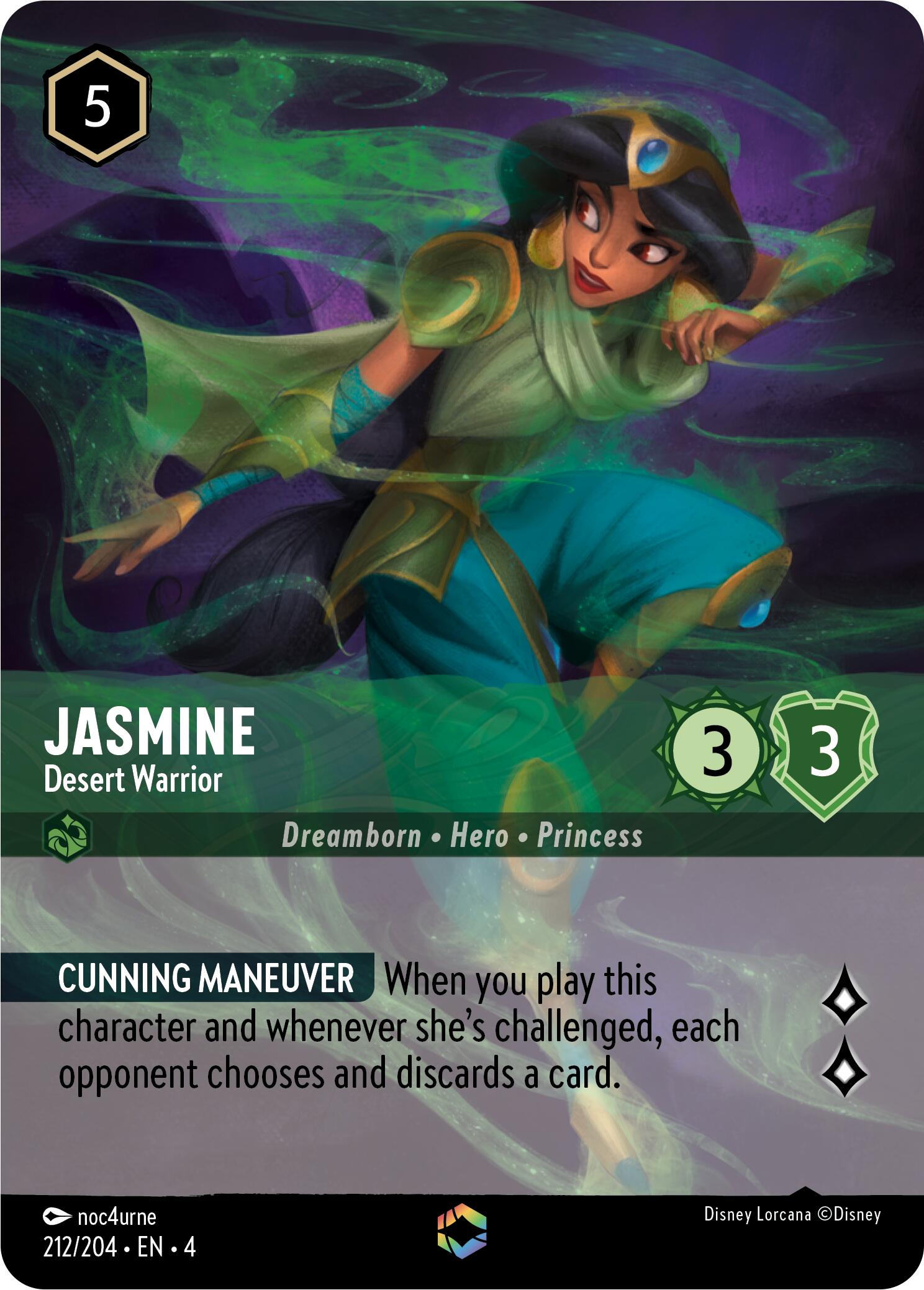 Jasmine - Desert Warrior (Enchanted) (212/204) [Ursula's Return] | Black Swamp Games