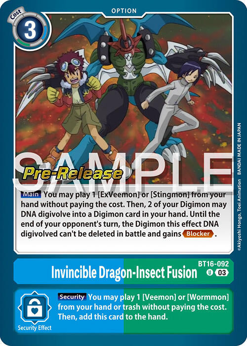 Invincible Dragon-Insect Fusion [BT16-092] [Beginning Observer Pre-Release Promos] | Black Swamp Games