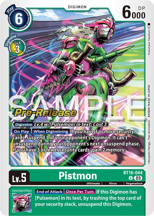 Pistmon [BT16-044] [Beginning Observer Pre-Release Promos] | Black Swamp Games