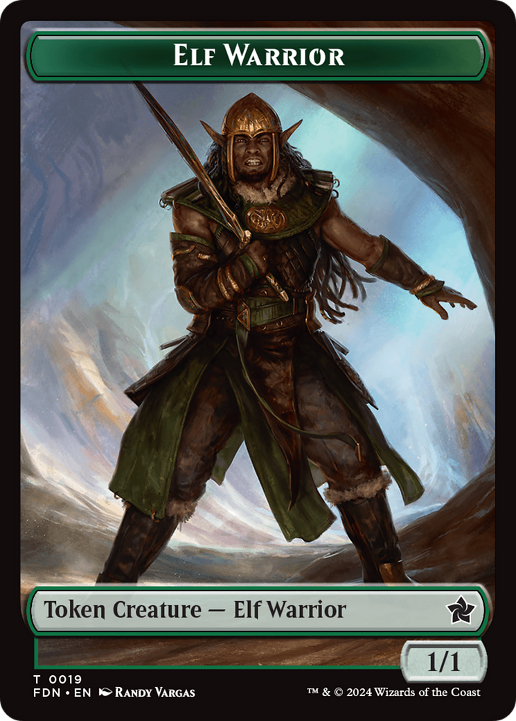 Emblem - Vivien Reid // Elf Warrior Double-Sided Token [Foundations Tokens] | Black Swamp Games