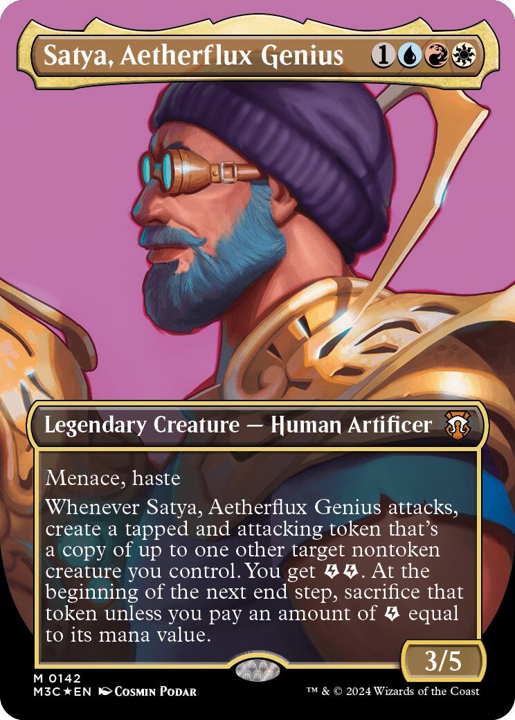 Satya, Aetherflux Genius (Borderless) (Ripple Foil) [Modern Horizons 3 Commander] | Black Swamp Games