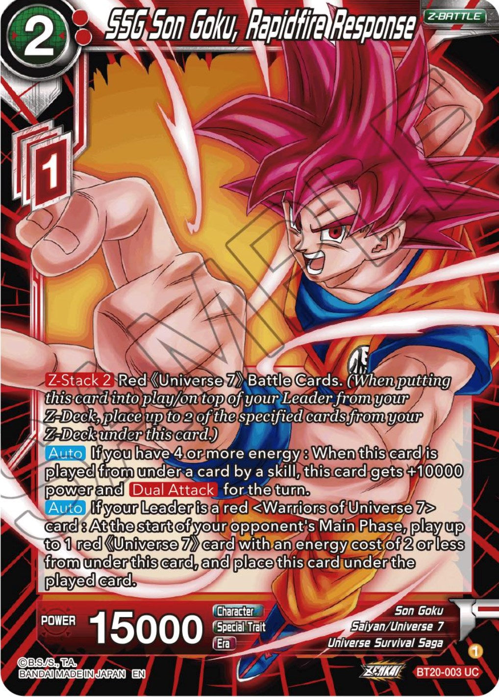 SSG Son Goku, Rapidfire Response (BT20-003) [Power Absorbed] | Black Swamp Games