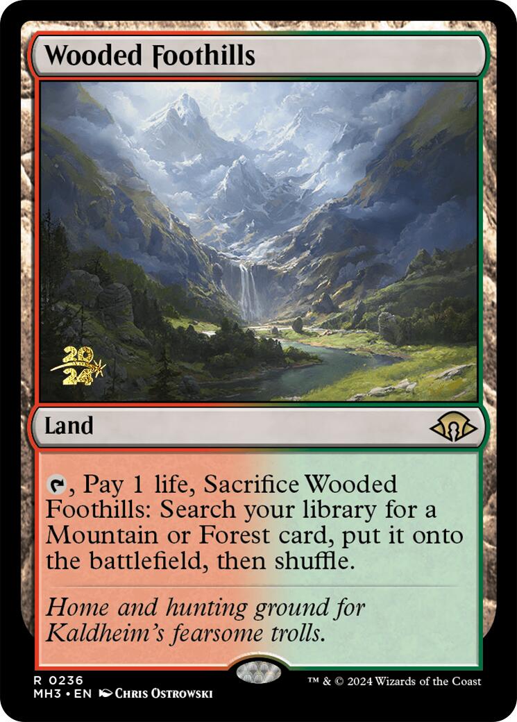 Wooded Foothills [Modern Horizons 3 Prerelease Promos] | Black Swamp Games