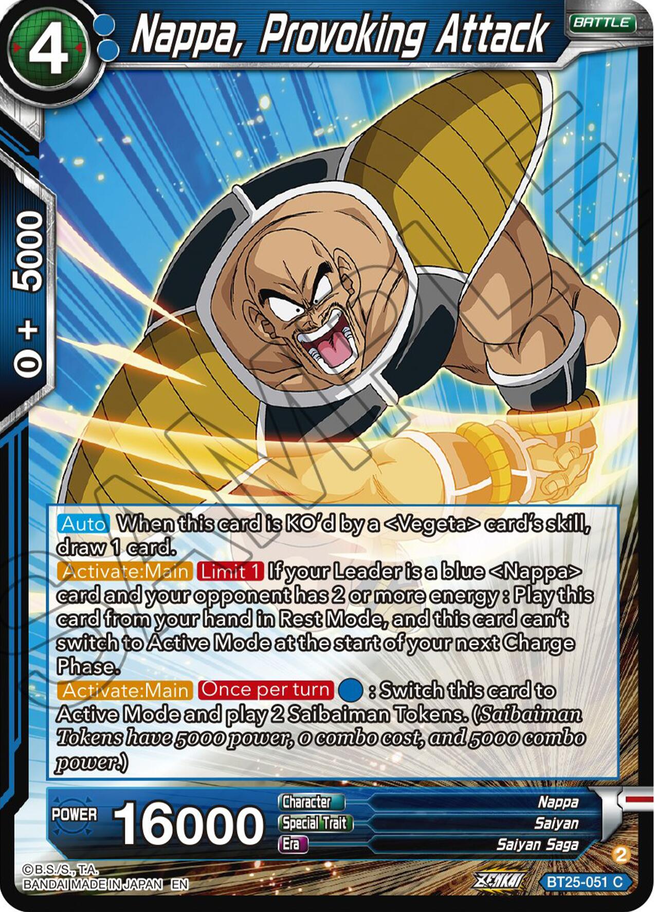 Nappa, Provoking Attack (BT25-051) [Legend of the Dragon Balls] | Black Swamp Games